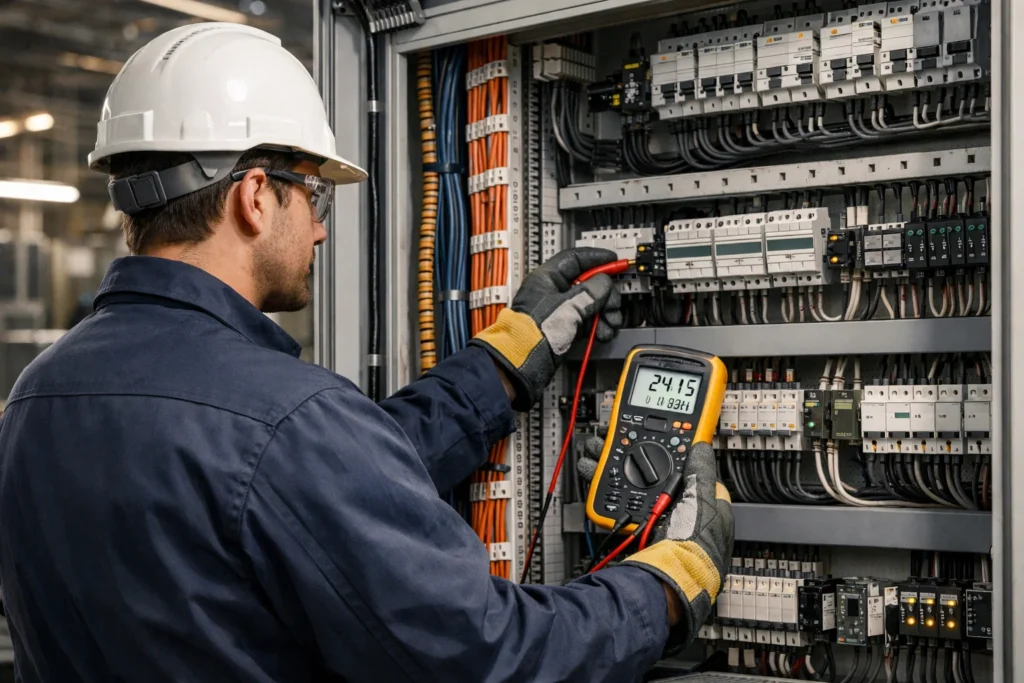 Ứng dụng đồng hồ vạn năng HIOKI DT4281 trong bảo trì tủ điện nhà máy