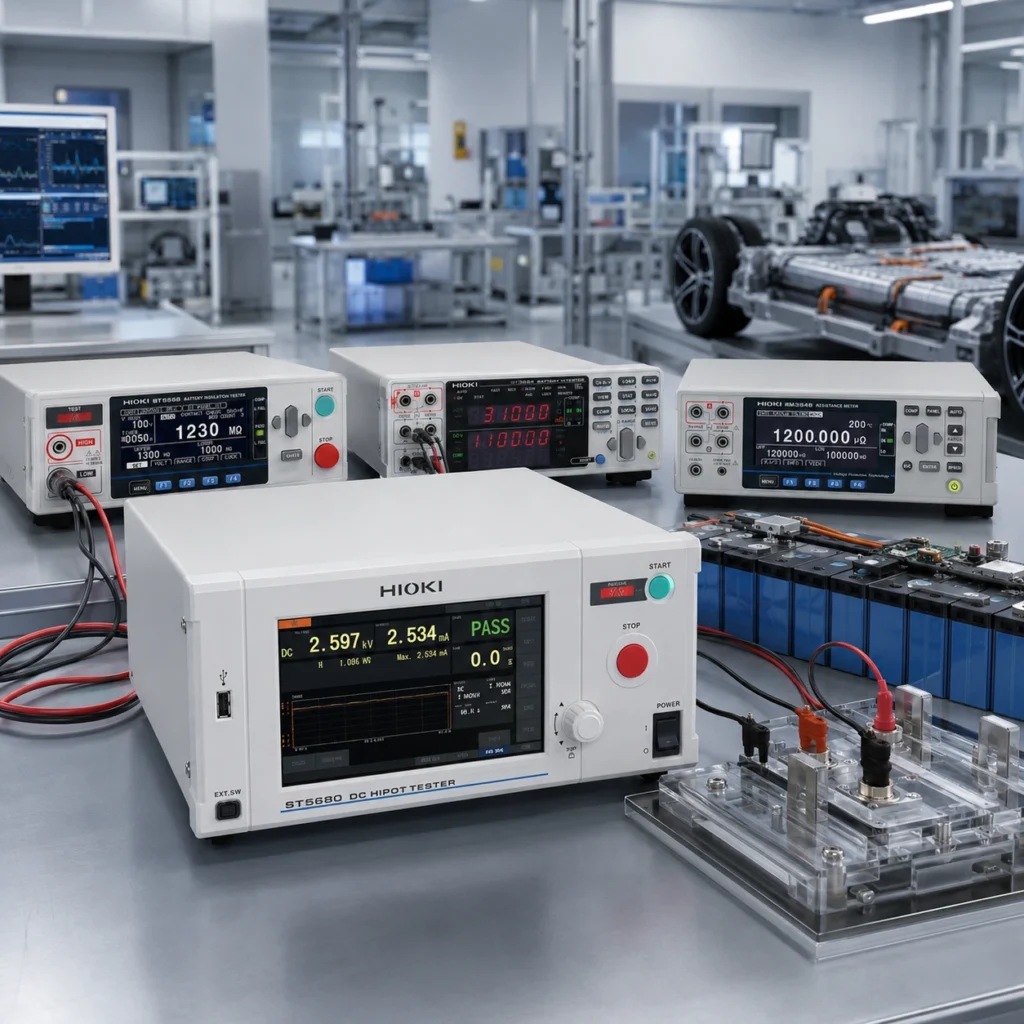 Test pin EV với HIOKI ST5680A cho dây chuyền pin xe điện